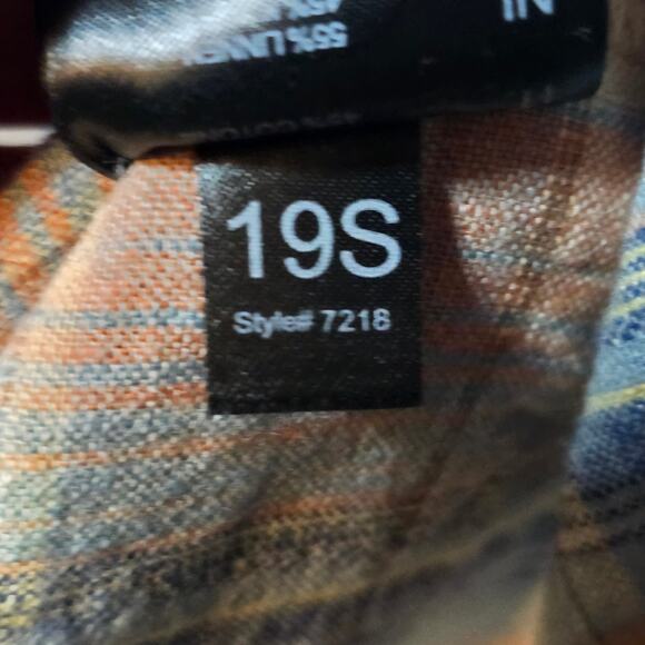 Kuhl Men's Short Sleeve Button Down Shirt Tan Plaid Linen Blend, Size Medium - Picture 6 of 6